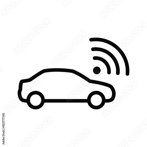 Autonomous vehicle with wireless connectivity symbol isolated on