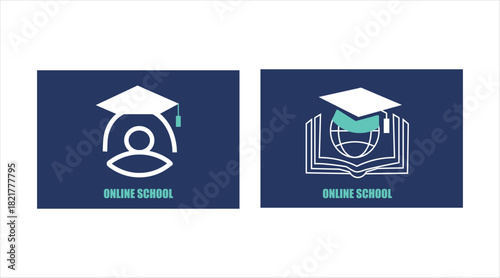 online school educational logo graduation and student concept vector design