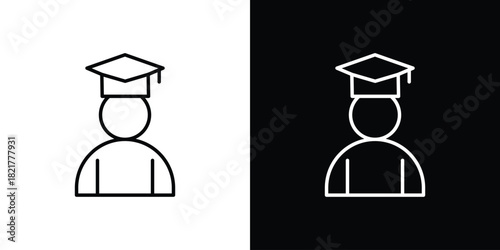 Graduated icon. Black illustration isolated for graphic and web design.