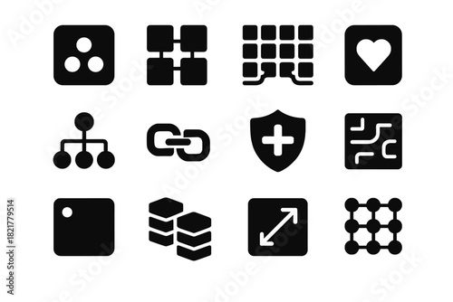 Load cluster distributed edge node tile pad vector icons icon module compute
