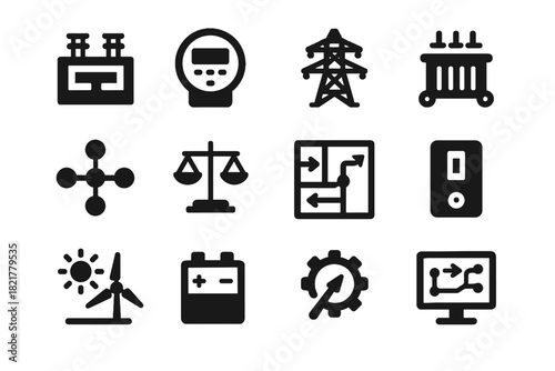 Module input vector grid breaker unit circuit smart distribution block icon