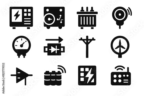 Grid injection unit icon renewable vector smart node voltage load port