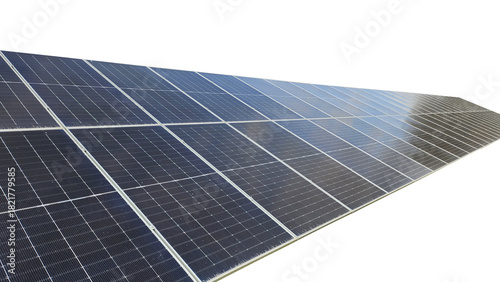 Large Array of Modern Solar Panels Generating Renewable Energy