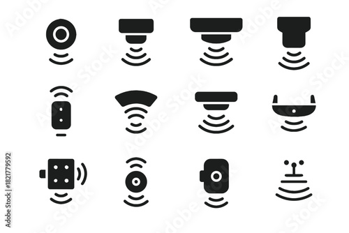 Sonar unit emitter icon node sensor front ultrasonic vector rear icons