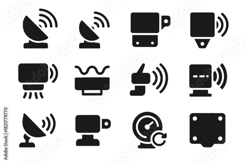 Radar sensor unit block mounting module rear corner vector icon receiver