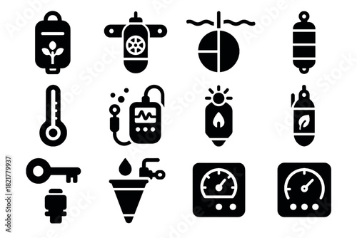 Indicator ecosystem vector reading lake health module sensor aquatic icon scanner sample