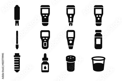 Ph calibration water handheld bacteria icon rapid portable probe vector tester cap