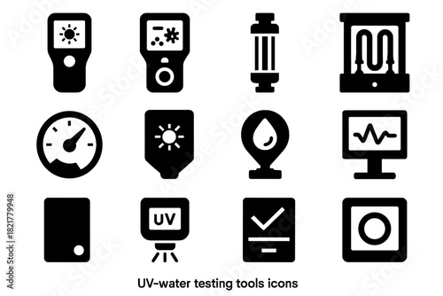 Icon indicator tester vector water calibration shield card detector meter wavelength uv