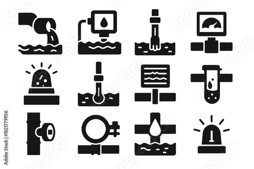 Viewer contamination icon pollution thermal icons monitoring module vector turbidity effluent probe