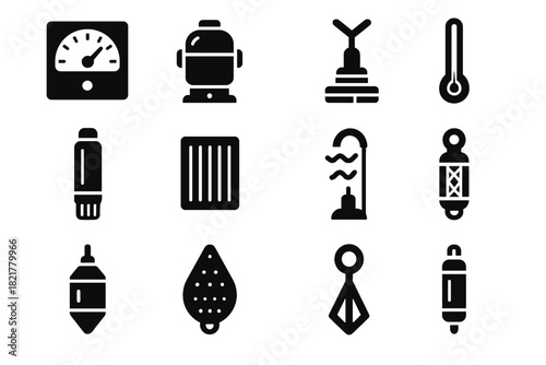 Tool gauge hydrophone ocean sample sensor icon icons nutrient detector vector core