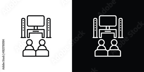 Home cinema icon. Black illustration isolated for graphic and web design.