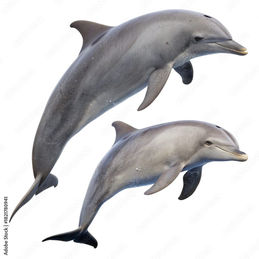 Fototapeta premium Realistic Dolphins with Smooth Gray Skin and Fins