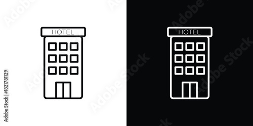 hotel icon. Black illustration isolated for graphic and web design.