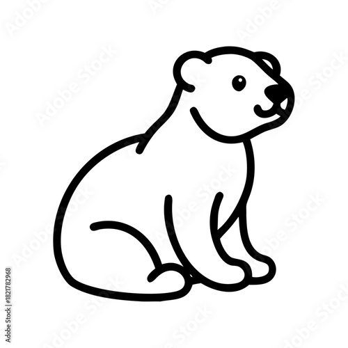Cute cartoon baby polar bear cub sitting