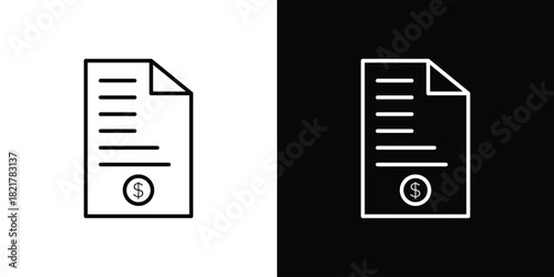 Invoice icon. Black illustration isolated for graphic and web design.