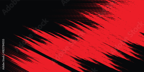 Latar belakang tekstur gradien kisi pola warna merah dan biru titik halfton. Ilustrasi vektor gaya seni pop titik. vektor titik