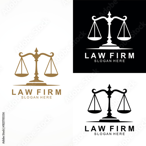 Elegant Law Firm Scales of Justice Logo Design