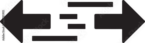 Two Black Arrows Pointing Towards Each Other With Rectangular Shapes In Between direction
