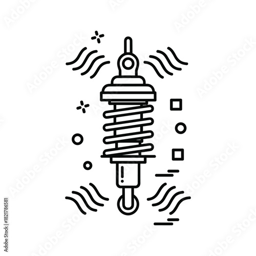 Shock absorber with spring for vehicle suspension system line icon