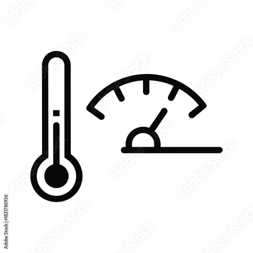 Thermometer and gauge for temperature measurement, isolated on white background