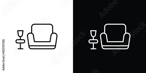 Lounge icon. Black illustration isolated for graphic and web design.