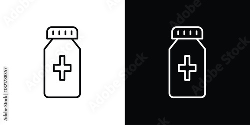 Medicine bottle icon. Black illustration isolated for graphic and web design.