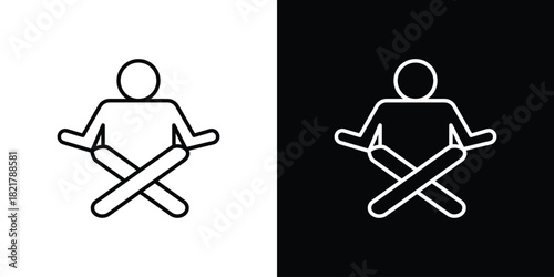 Meditating icon. Black illustration isolated for graphic and web design.