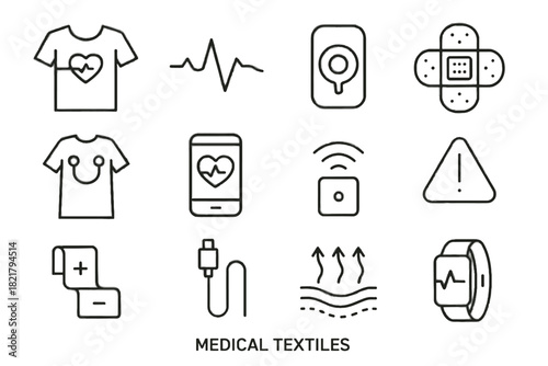 Vector monitor patch icon health battery alert wireless textiles icons medical heart