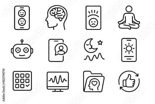 Habit level icon positive neural icons vector scan health mental folder bar