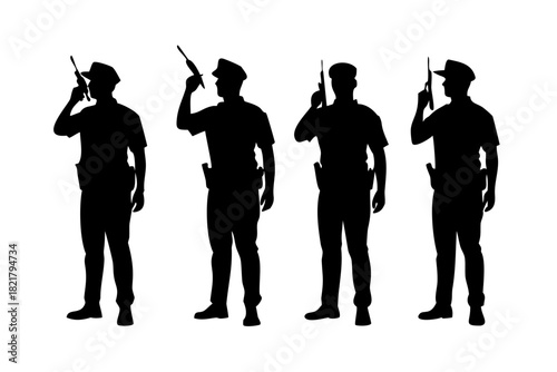 Police Officer Silhouette with Hat and Badge law enforcement