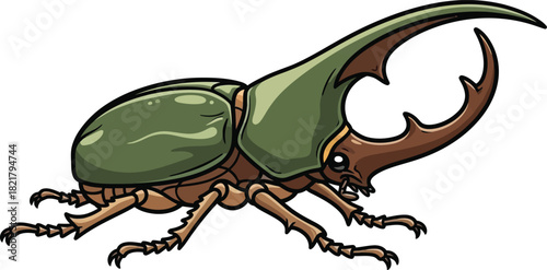 Green rhinoceros beetle vector illustration hercules beetle insect art