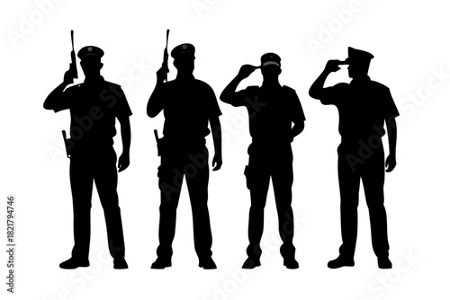 Police Officer Silhouette with Badge and Whistle law enforcement