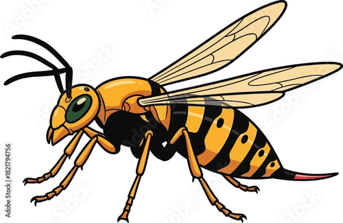 Yellow jacket wasp vector illustration aggressive insect icon