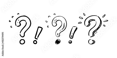 Question Mark and Exclamation Mark Symbols with Transparent Background