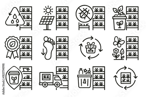 Compost icons vertical certification reduced icon vector farming sorting use transport badge