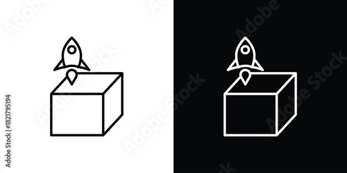 Product release icon. Black illustration isolated for graphic and web design.