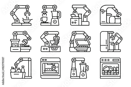 Grill icon bread vector cooking helper robotic oven maker kitchen grocery icons