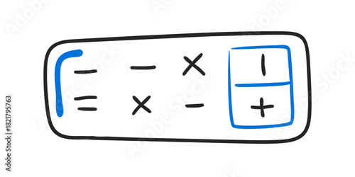Simple doodle calculator with math symbols vector