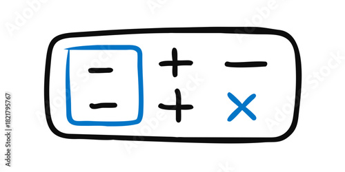 Simple calculator doodle with plus minus and cross symbols