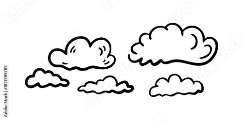 Simple Doodle Clouds in Various Shapes drawing icon