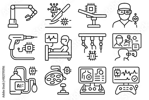 Automated patient icon operating control ai vector surgical surgery anesthesia robotic