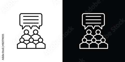 Public opinion icon. Black illustration isolated for graphic and web design.