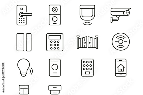 Automation vector lock sensor control window icons home smoke access gate panel
