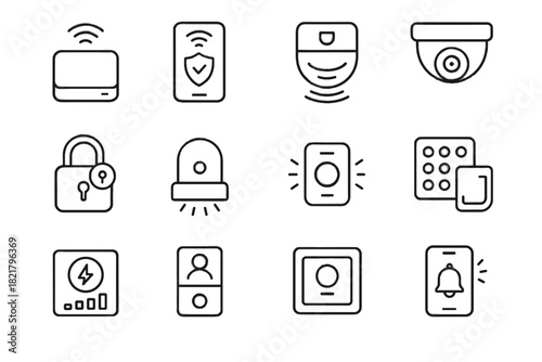 Alarm panic vector icons security hub visitor override button access smart icon