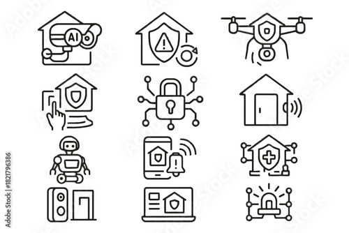 Dashboard threat home network autonomous future control system icon smart vector connected