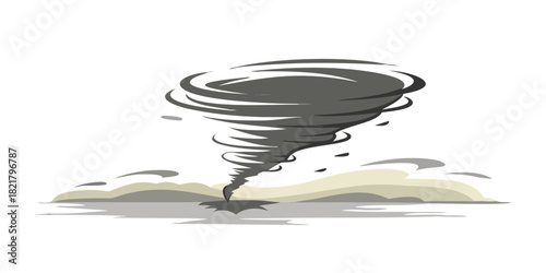 Stylized Tornado Swirling Over Land and Water storm