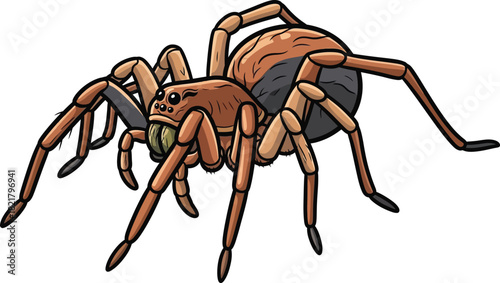 Brown spider vector illustration realistic arachnid insect art creepy crawly halloween graphic tarantula bug design
