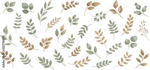 Watercolor Leaves and Branches Collection Delicate Foliage Designs for Nature-Inspired Creations