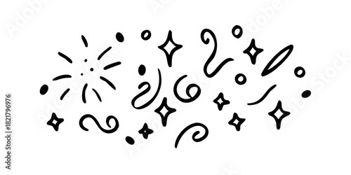 Swirling Abstract Doodle Marks with Sparkles swirls