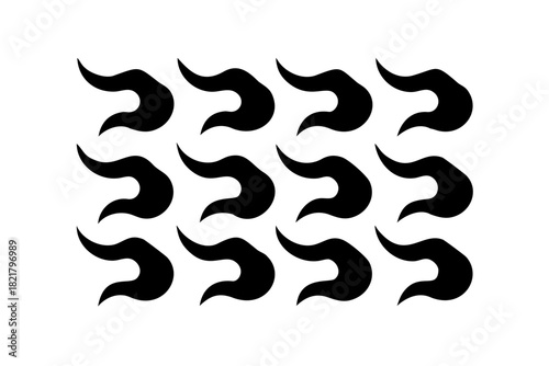 Swirling Black Smoke Wisps on White Background abstract